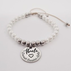 Pulsera de perlas personalizada para la abuela |Dcorazon