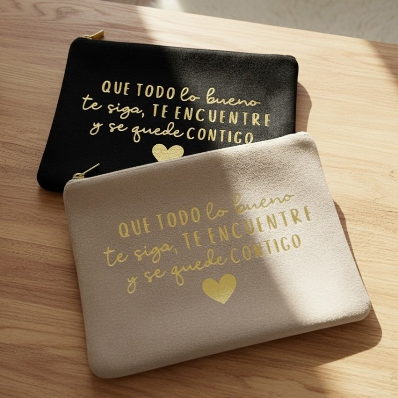 Neceser de terciopelo con frase | Dcorazon