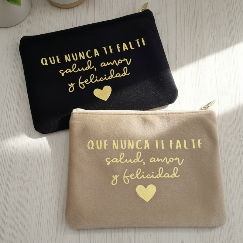 Neceser de terciopelo con frase | Dcorazon