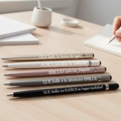 Bolígrafo metálico con frase inspiradora | D.Corazón