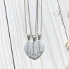 Collar corazón triple, para San Valentín, de acero inoxidable, modelo AMIGAS, elegante con una cadena fina.