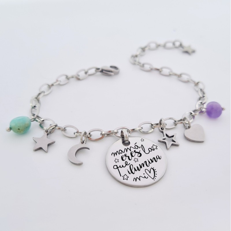 Pulsera para mamá de cadena personalizada montada en accero |Dcorazon