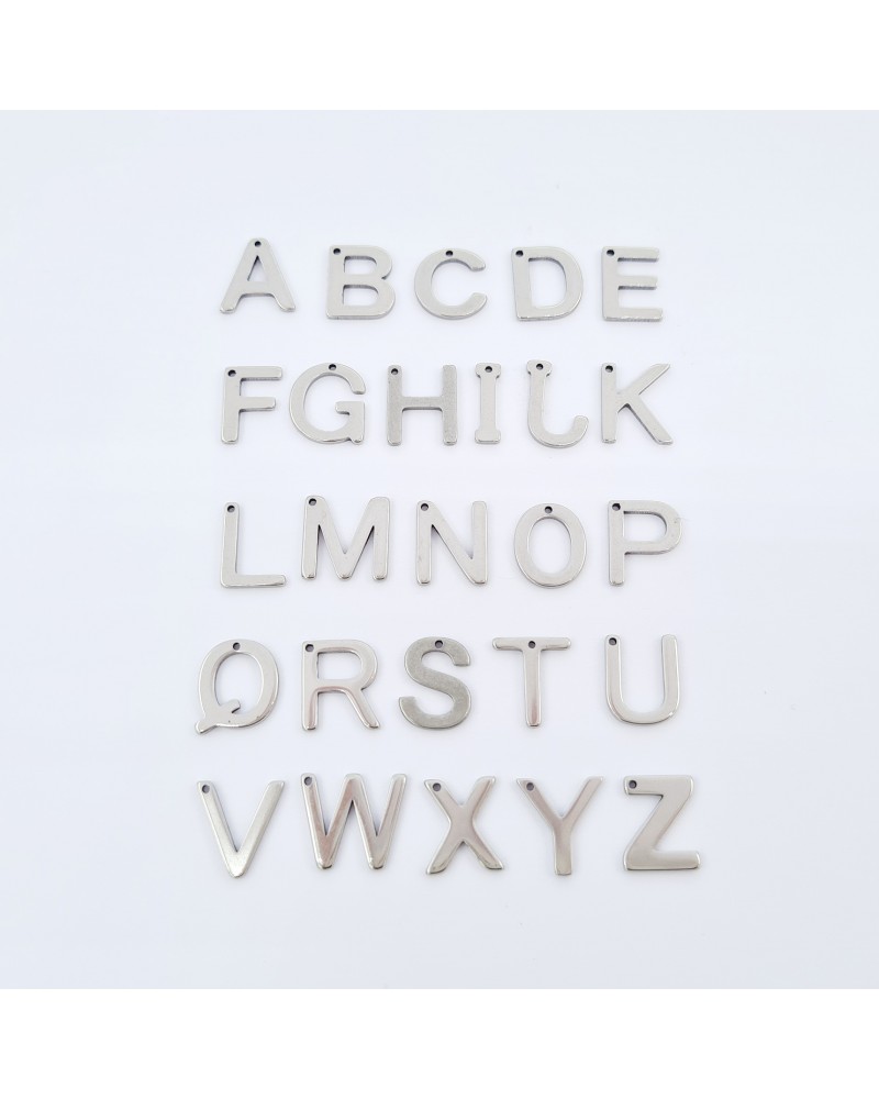Abecedario de acero inoxidable, todas las letras,12mm de alto hueco 0,8mm (1pc).