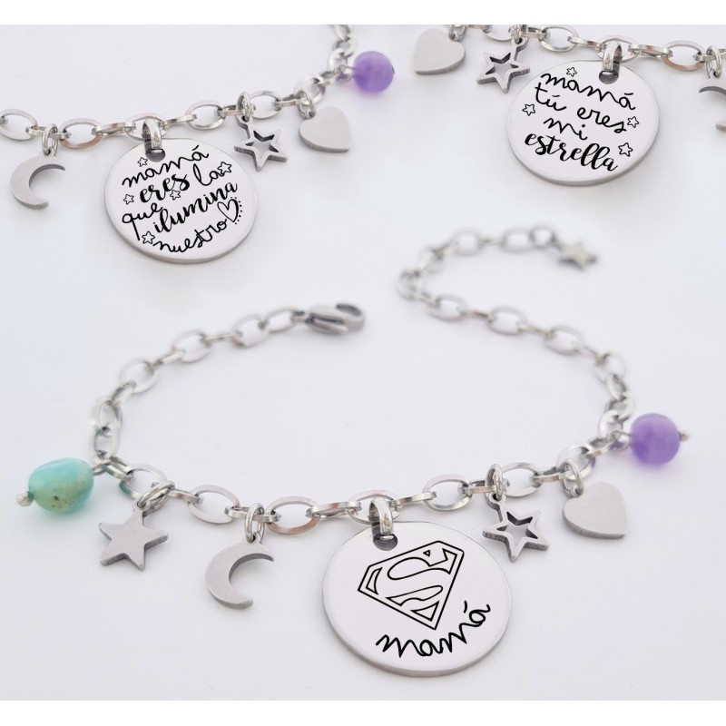 Pulsera para mamá de cadena personalizada montada en accero |Dcorazon